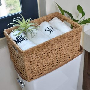 <span class=keywords><strong>Panier</strong></span> de rangement en corde de papier pour organiser avec poignée Bacs de rangement décoratifs pour <span class=keywords><strong>panier</strong></span> à papier toilette de comptoir <span class=keywords><strong>panier</strong></span> en osier - Product Image 3
