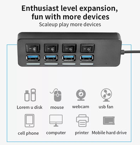 Hub USB 3.0 4 ports <span class=keywords><strong>Super</strong></span> Speed Commutateur marche/arrêt 5Gbps Adaptateur répartiteur Micro USB de haute qualité Câble bleu Micro USB 3.0 HUB Stock - Product Image 4