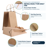 Sacs à provisions en papier kraft avec logo personnalisé et poignées torsadées pour l'emballage de vente au détail des cafés