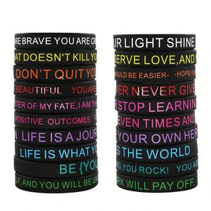 Motivational Inspirational Silicone Bracelet Positive Message Rubber Elastic Wristband Custom Logo Party <b>Gift</b> for Men Women - Product Image 4