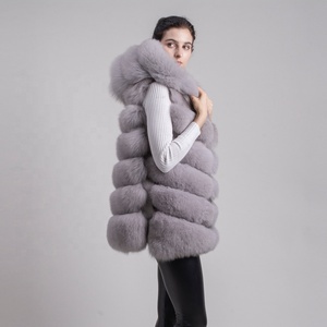 QIUCHEN QC8056 Spedizione Gratuita Nuovo Arrivo Gilet in <span class=keywords><strong>Vera</strong></span> <span class=keywords><strong>Pelliccia</strong></span> di <span class=keywords><strong>Volpe</strong></span> con Cappuccio in Cotone Taglie Forti Alta Qualità Spesso e alla Moda - Product Image 6