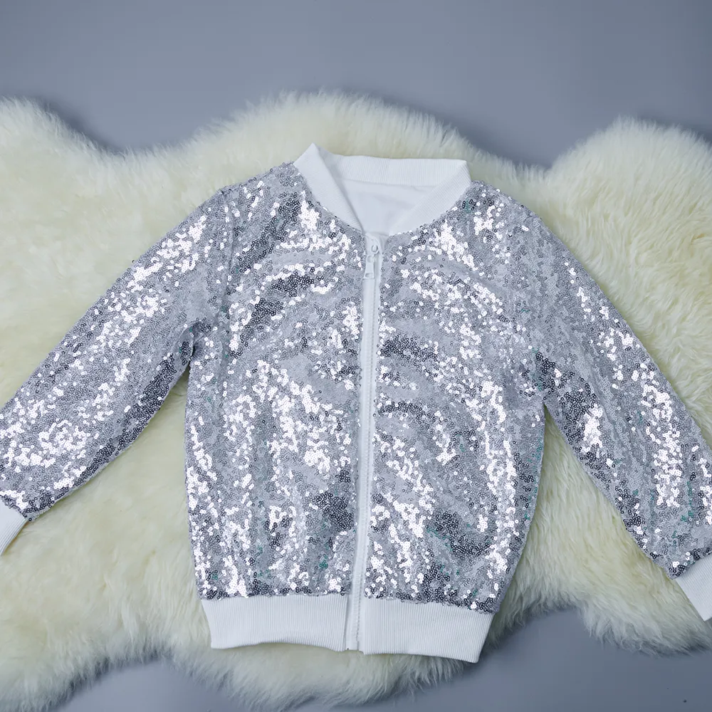Jaket Bomber payet untuk anak perempuan, jaket Bomber payet pakaian luar untuk bayi, hadiah ulang tahun untuk anak perempuan