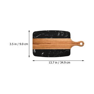 Planche à découper double face en bois avec incrustation de marbre, idéale pour les steaks, fromages, viandes et pains. - Product Image 2