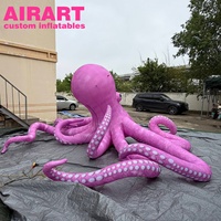 Décoration de toit gonflable en forme de méduse rose, ballon animal gonflable amusant en forme de pieuvre avec éclairage LED