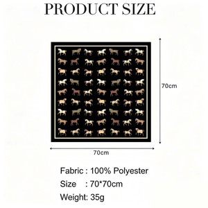 70x70cm Equestrian Horse Print Polyester Satin <b>Square</b> <b>Scarf</b> Vintage Horse Pattern Neck <b>Scarves</b> for Women - Product Image 6