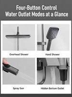 Ensemble de douche mural moderne en aluminium OEM ODM avec mitigeur chaud/froid et pommeau de douche pluie pour cuisine extérieure et appartement