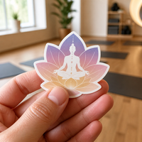 Autocollant en vinyle découpé sur mesure Yingao, autocollant imperméable de qualité professionnelle, symbole de lotus pour la méditation et le yoga, pour équipement de gym