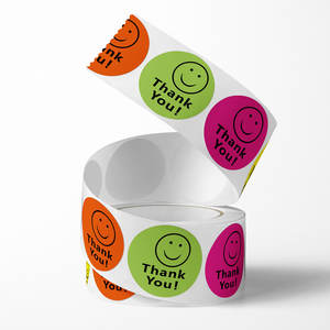 Autocollant «Merci» en vinyle PVC PET imperméable pour petite entreprise Logo personnalisé imprimé brillant collant auto-adhésif Kraft estampage à chaud - Product Image 3
