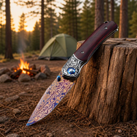 Couteau pliant tactique de poche en acier Damas de haute qualité pour l'extérieur, couteau utilitaire de camping à ouverture assistée, logo personnalisé DM054