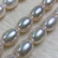 Ensemble de bijoux classiques en perles, collier, bracelet, boucles d'oreilles, perles de riz d'eau douce 7-8 mm, argent 925, intemporel, pour femmes, vente en gros, personnalisable