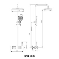 Colonne de douche thermostatique murale en laiton avec affichage numérique et touches piano, finition bronze canon, pour salle de bain - Vente en gros