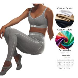 Ensemble de yoga sportif pour femmes, soutien-gorge de sport et leggings, 2 pièces, confortable, élastique, respirant, en spandex/polyester, vêtements de yoga - Product Image 1