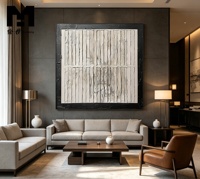 Tableau mural sur toile peint à la main, texture 3D en relief, rayures noires et blanches, style Wabi Sabi, peinture à l'huile artisanale avec cadre, décoration intérieure