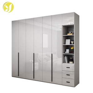 Armadio Moderno Autoportante <span class=keywords><strong>in</strong></span> <span class=keywords><strong>Legno</strong></span> per Camera da Letto con Finitura Lucida UV e Combinazione di Armadietti - Product Image 2