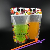 500ml conception d'usine impression debout pochette Ziplock mat clair en plastique Ziplock café jus boisson sac avec pailles