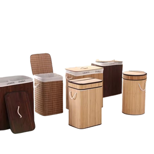 Đôi giặt giỏ với nắp cản trở lưu trữ bin bẩn quần áo sắp xếp vòng tre giặt giỏ lưu trữ gấp quần áo bẩn - Product Image 4