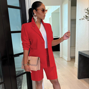 King Mcgreen Star 2 pièces ensemble Blazer costumes courts genou longueur pantalon bureau costume dame femmes Blazer pantalon deux pièces ensemble - Product Image 1