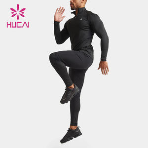 Individuell anpassbares Langarm-Kompressionsshirt für Herren mit Viertel-Reißverschluss, Trichterhals und leichter, muskelbetonter Slim-Fit-Passform für das Fitnessstudio - Product Image 4