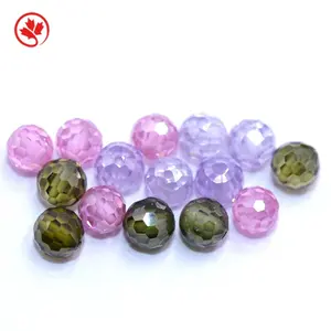 Redleaf Jewelry wholesale faceted Ball round shape multicolor Cubic Zirconia beads