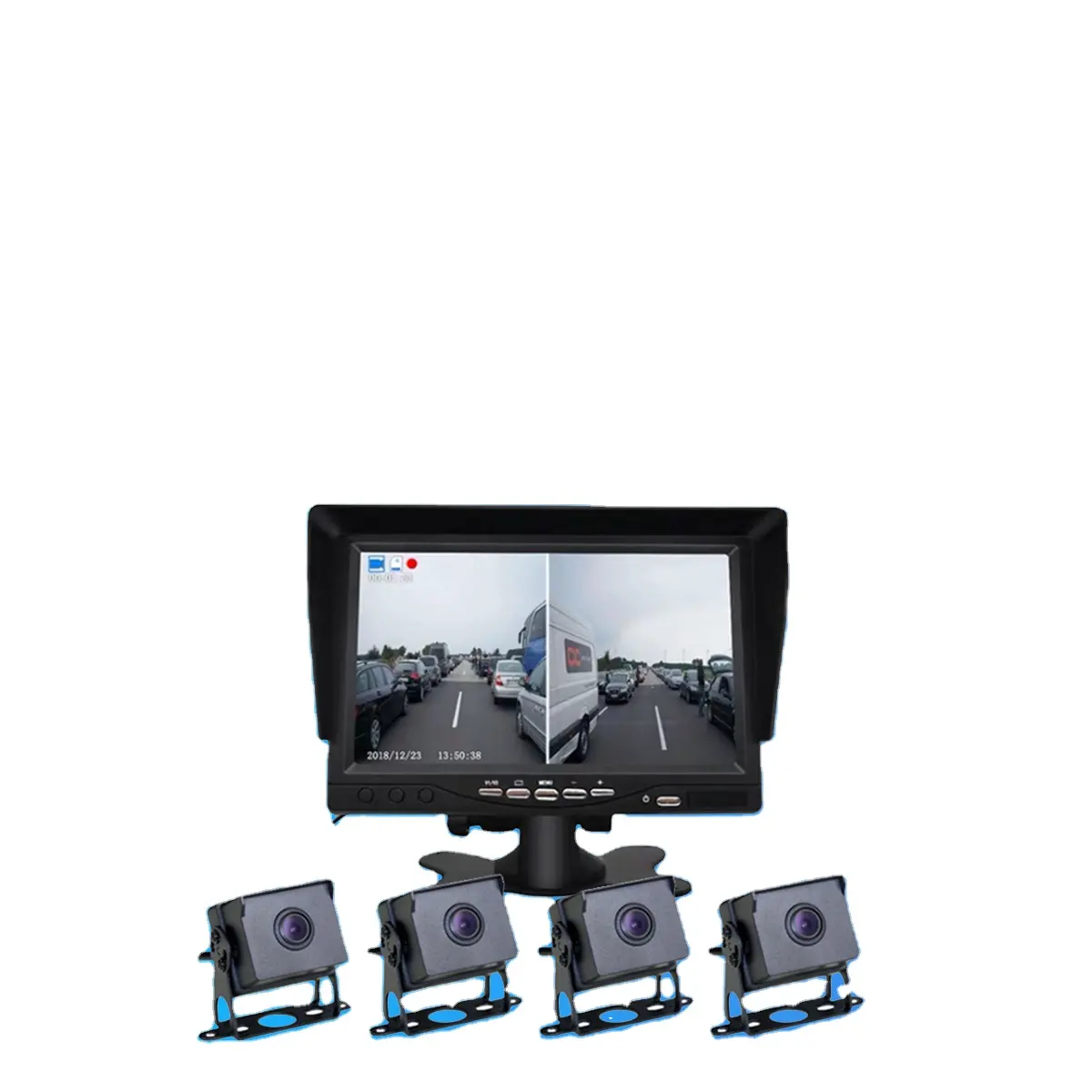 Panoramische Rijrecorder Ips 4-kanaals 360 Parkeren En Achteruitrijden Beeld, Semi-Bus Truck Camerasysteem 7-Inch Ahd 1080P