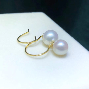 21396DIY Pendientes de Plata S925 de Moda Sencilla, Cuentas Redondas de 7-10 mm con Gancho para la Oreja, Base Vacía para Perlas, Accesorios - Product Image 2
