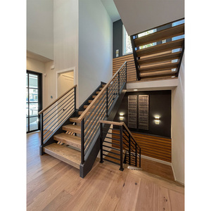 Kim loại cầu thang nhà máy trở lại cầu thang gỗ vật liệu thép cầu thang cầu thang trong nhà với cáp lục bình - Product Image 3