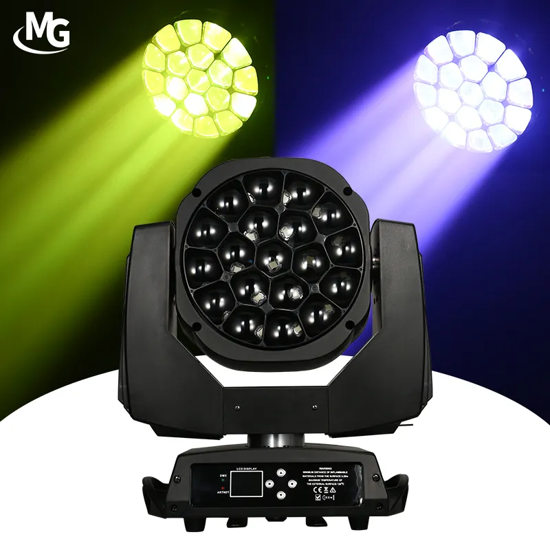 Arı gözü 19*15W RGBW 4in1 Martin Mac Aura Zoom LED yıkama hareketli kafa ışık disko aydınlatma