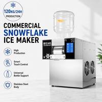 Machine à glace pilée commerciale 120 kg/24h, machine à Bingsu, contrôle intelligent par écran tactile, machine à glace en flocons de lait avec nettoyage automatique