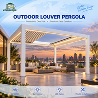 Pergola extérieure prête à l'emploi (OEM) en aluminium, pergola à lames orientables, toit coulissant, résistante au vent, pour espace de restauration sur toit commercial