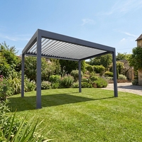 Pergola bioclimatique automatique en aluminium avec revêtement en poudre imperméable pour terrasse, balcon, jardin, patio et utilisation estivale en extérieur