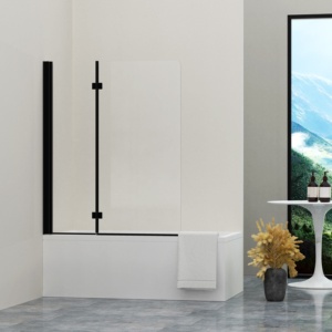 Pantalla de <span class=keywords><strong>ducha</strong></span> de bañera plegable con marco de aluminio, puerta pivotante giratoria de vidrio templado para uso en baño de Hotel - Product Image 6