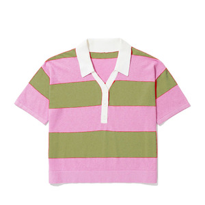 Magliette in <span class=keywords><strong>Maglia</strong></span> a Righe OEM in Misto Cotone e <span class=keywords><strong>Lino</strong></span> per Donne, T-Shirt a Maniche Corte Lavorata a <span class=keywords><strong>Maglia</strong></span>, Polo in <span class=keywords><strong>Maglia</strong></span> - Product Image 2