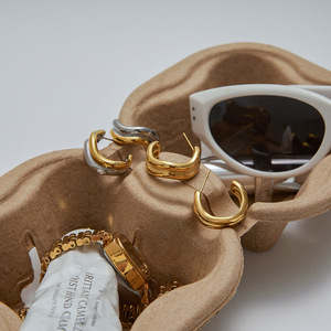 Stainless Steel Stud Earrings Gold Silver Color <b>Block</b> C <b>Shape</b> Geometric Wave Design Fashion Jewelry - Product Image 3