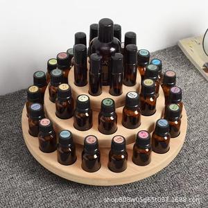 Étagère à Huiles Essentielles en Bois à 3 Niveaux Ronde, Couleur Naturelle, Support Durable pour Bouteilles et Organisateur de Vernis à Ongles - Product Image 3