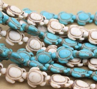 Perles en pierre turquoise blanche 15*20mm en forme de tortue, accessoires pour bijoux DIY, accessoires perlés