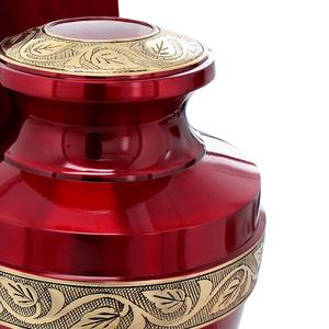 Red Brass Cremation <b>Urn</b> for Adult Human Ashes <b>Large</b> Memorial Metal <b>Urn</b> Decorative Burial Vase Funeral Keepsake Container Storage - Product Image 2