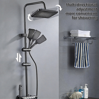 Ensemble de douche mural Piano 4 fonctions avec fonction pluie, mitigeur de douche moderne à valve céramique, eau chaude et froide, système de douche pour salle de bain