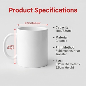 <span class=keywords><strong>Mug</strong></span> <span class=keywords><strong>à</strong></span> café en céramique blanche personnalisé de 11 oz et 15 oz, logo imprimé, blanc, sublimation, cadeau promotionnel, rentrée scolaire - Product Image 3