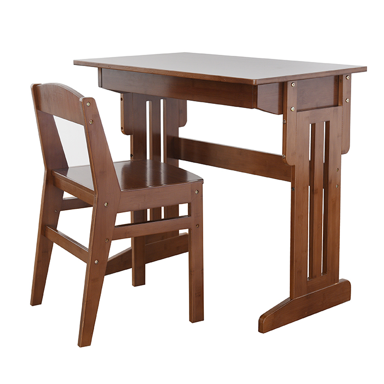 Заводской изготовленный на заказ бамбуковый коричневый цвет детский учебный стол Набор стульев Легкая регулировка настольная мебель для детей