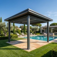 Pergola à lames orientables électriques, contrôle climatique écologique, toit motorisé, revêtement fluorocarboné personnalisé, imperméable, extérieur