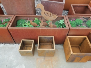 Jardinière cube en acier Corten écologique pour intérieur/extérieur, personnalisable, facile à assembler, vente en gros, suspendue - Product Image 6