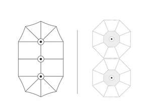 Sombrilla de acero de 3 cabezales de lujo resistente 3M radios de alto grado impermeable gran jardín diseño moderno plegable para uso en patio al aire libre - Product Image 3