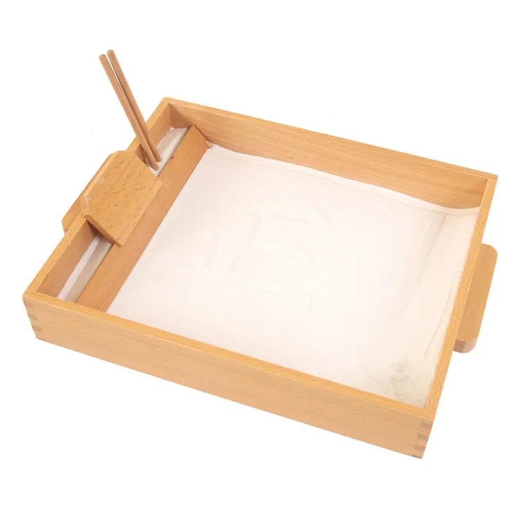 HOYE CRAFT Montessori Sand Tray Buchstaben und Zahlen Schreiben von Trainings spielzeug Holz Sandpapier Tracing Tray