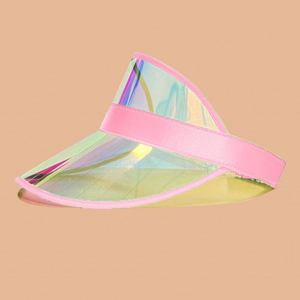 Sun Hat Outdoor Summer Laser clear Plastic Beach Hat <b>PVC</b> Bright Color Empty <b>Top</b> Visor - Product Image 5
