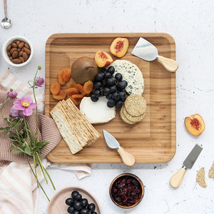 Vente directe d'usine, ensemble de 4 outils à fromage en acier inoxydable avec manche en bois, fourchette et couteau - Product Image 3