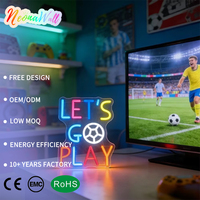 Letrero de Neón LED Decorativo para Pared Neonawall Lets Go Play Football, Regalo Perfecto para Fanáticos del Fútbol y Jugadores