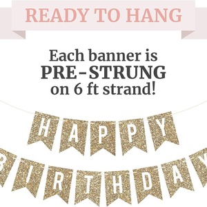 Bannière Joyeux Anniversaire à Paillettes, Drapeaux Lettres Dorées, Décoration de Fête Élégante pour Célébrations d'Anniversaire - Product Image 5