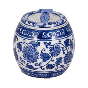 Candela Profumata in Ceramica con Coperchio, Design Chinoiserie, Votiva a Colonna per Interni ed Esterni, Decorazione per la Casa - Product Image 1