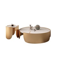 Ensemble de table d'appoint italienne moderne et minimaliste pour café et thé dalle de roche créative mère enfant fer métal meubles de salon de luxe pour la maison