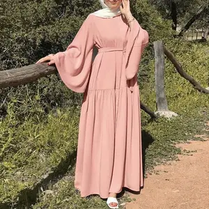 Kaftan Abaya Dress Womens Solid Color Muslim Islamic Casual Dress Sleeve Arab Women's Casual Dress Womens Long Casual